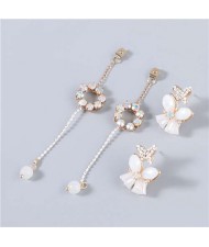 Korean High Fashion Butterfly Long Round Shape Rhinestone Inlaid Pendant Women Wholesale Earrings