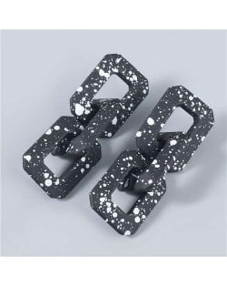 Square Black and White Dots Chain Wholesale Jewelry Geometric Fashion Women Earrings - Black