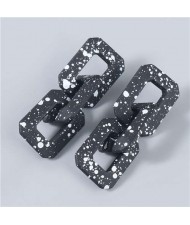 Square Black and White Dots Chain Wholesale Jewelry Geometric Fashion Women Earrings - Black