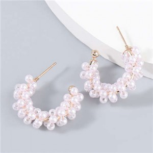 Korean Creative C-shape Wholesale Jewelry Artificial Pearl Inlaid Luxurious Bold Party Women Fashion Earrings