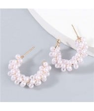 Korean Creative C-shape Wholesale Jewelry Artificial Pearl Inlaid Luxurious Bold Party Women Fashion Earrings