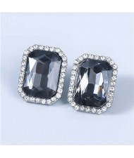 Street Fashion Square Shape Wholesale Jewelry Rhinestone Rimmed U.S Vintage Women Earrings - Black