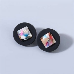 Bohemian Vintage Style Colorful Square Centered Classic Design Wholesale Jewelry Women Ear Studs