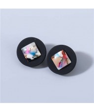 Bohemian Vintage Style Colorful Square Centered Classic Design Wholesale Jewelry Women Ear Studs