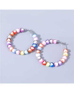 Sweet Style Colorful Hearts Shape Design Party Fashion Wholesale Jewelry Women Hoop Earrings