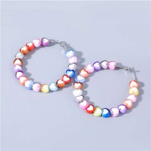 Sweet Style Colorful Hearts Shape Design Party Fashion Wholesale Jewelry Women Hoop Earrings
