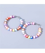 Sweet Style Colorful Hearts Shape Design Party Fashion Wholesale Jewelry Women Hoop Earrings