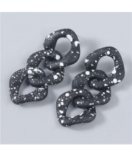 Black and White Dots Multi-layer Geometric Chain Design Wholesale Jewelry Vintage Fashion Women Earrings - Black