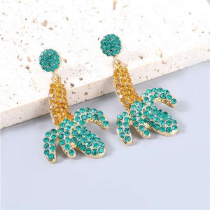Banana Design Yellow and Green Rhinestone Inlaid Women Wholesale Earrings 