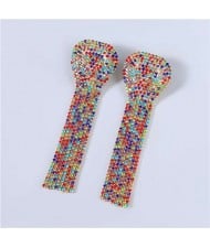 U.S Fashion Geometric Shape Wholesale Jewelry Rhinestone Tassel Design Surper Shining Women Luxurious Earrings - Multicolor