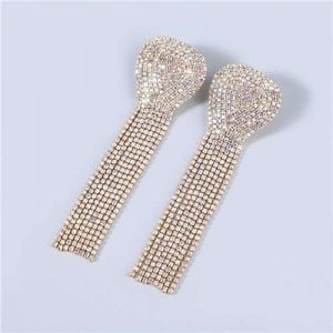 U.S Fashion Geometric Shape Wholesale Jewelry Rhinestone Tassel Design Surper Shining Women Luxurious Earrings - Golden