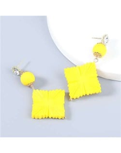 Bohemian Vintage Minimalist Square Design Women Resin Dangle Earrings - Yellow