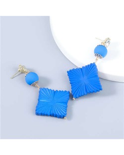 Bohemian Vintage Minimalist Square Design Women Resin Dangle Earrings - Blue