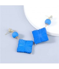 Bohemian Vintage Minimalist Square Design Women Resin Dangle Earrings - Blue