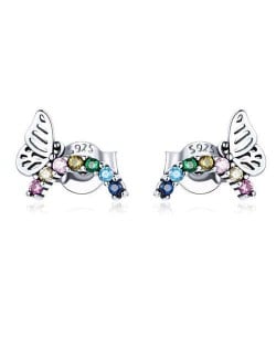 Cute Butterfly Fashion Cubic Zirconia Wholesale 925 Sterling Silver Ear Studs