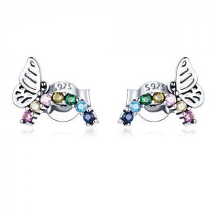 Cute Butterfly Fashion Cubic Zirconia Wholesale 925 Sterling Silver Ear Studs