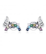 Cute Butterfly Fashion Cubic Zirconia Wholesale 925 Sterling Silver Ear Studs