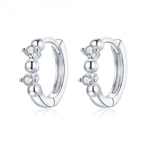 Elegant Design Wholesale 925 Sterling Silver Jewelry Cubic Zirconia Huggie Earrings
