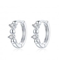 Elegant Design Wholesale 925 Sterling Silver Jewelry Cubic Zirconia Huggie Earrings