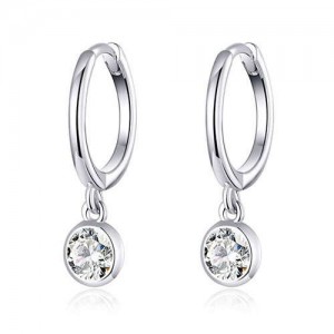 Classic Design Cubic Zirconia Pendant Wholesale 925 Sterling Silver Huggie Hoop Earrings