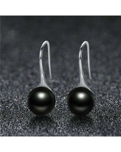 Wholesale 925 Sterling Silver Jewelry Minimalist Design Pearl Fish Hook Women Earrings - Black