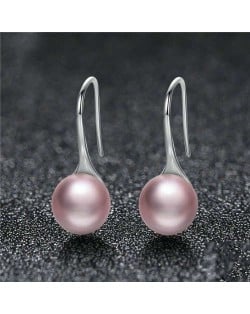 Wholesale 925 Sterling Silver Jewelry Minimalist Design Pearl Fish Hook Women Earrings - Pink
