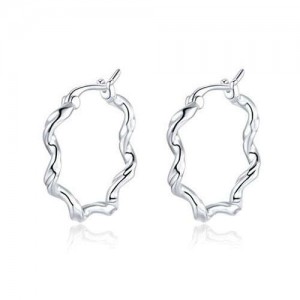 Wavy Lines Minimalist Design Wholesale 925 Sterling Silver Jewelry Women Hoop Earrings