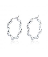 Wavy Lines Minimalist Design Wholesale 925 Sterling Silver Jewelry Women Hoop Earrings