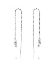 High Fashion Feather Modeling Long Style Wholesale 925 Sterling Silver Threader Earrings