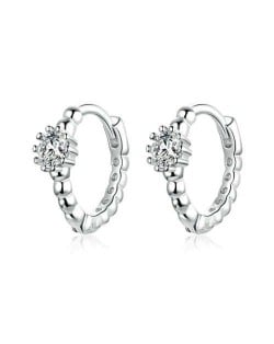 Expression of Love Shining Cubic Zirconia Wholesale 925 Sterling Silver Jewelry Huggie Hoop Earrings