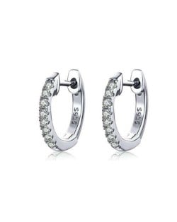 Wholesale Cubic Zirconia Small Hoop Minimalist Design 925 Sterling Silver Jewelry Huggie Earrings - Silver