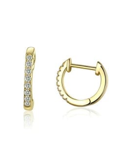 Wholesale Cubic Zirconia Small Hoop Minimalist Design 925 Sterling Silver Jewelry Huggie Earrings - Golden