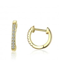 Wholesale Cubic Zirconia Small Hoop Minimalist Design 925 Sterling Silver Jewelry Huggie Earrings - Golden