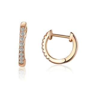 Wholesale Cubic Zirconia Small Hoop Minimalist Design 925 Sterling Silver Jewelry Huggie Earrings - Rose Gold