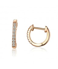 Wholesale Cubic Zirconia Small Hoop Minimalist Design 925 Sterling Silver Jewelry Huggie Earrings - Rose Gold