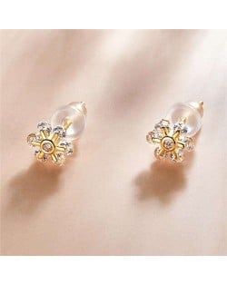 Romantic Cubic Zirconia Sun Flower Gold Plated Wholesale 925 Sterling Silver Earrings