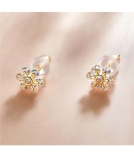 Romantic Cubic Zirconia Sun Flower Gold Plated Wholesale 925 Sterling Silver Earrings