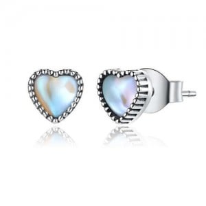 Wholesale 925 Sterling Silver Jewelry Mini Glass Heart Design Women Earrings