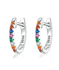 Multicolor Cubic Zirconia Wholesale 925 Sterling Silver Jewelry Small Hoop Huggie Earrings