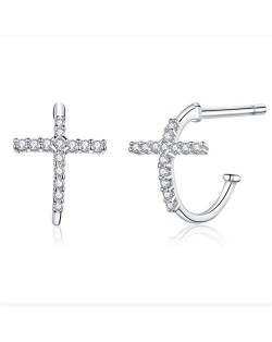 Minimalist Jewelry Classic Cross Cubic Zirconia Wholesale 925 Sterling Silver Earrings