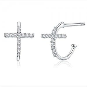 Minimalist Jewelry Classic Cross Cubic Zirconia Wholesale 925 Sterling Silver Earrings