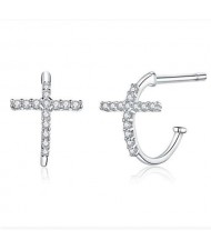 Minimalist Jewelry Classic Cross Cubic Zirconia Wholesale 925 Sterling Silver Earrings