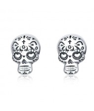 Popular Halloween Jewelry Punk Skull Design Wholesale 925 Sterling Silver Earrings