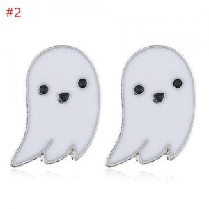 Wholesale Halloween Fashion Jewelry White Ghost Oil-spot Glazed Earrings