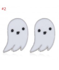 Wholesale Halloween Fashion Jewelry White Ghost Oil-spot Glazed Earrings