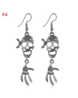 Viking Pirate Skull Design Wholesale Halloween Jewelry Fashion Hook Alloy Earrings