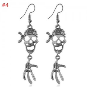 Viking Pirate Skull Design Wholesale Halloween Jewelry Fashion Hook Alloy Earrings