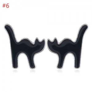 Popular Halloween Theme Black Cat Animal Jewelry Women Statement Earrings