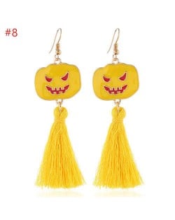 Wholesale Halloween Jewelry Eye-catching Yellow Pumpkin Tassel Long Women Earrings