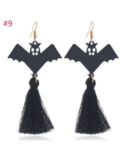 Unique Horror Design Flying Black Bat Halloween Jewelry Wholesale Tassel Earrings
